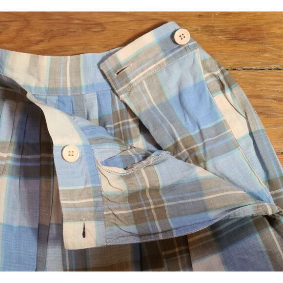 Vintage 80s Woolrich Plaid Pleated Skirt SZ 6 Side Pockets Deadstock Side Button - Picture 6 of 9
